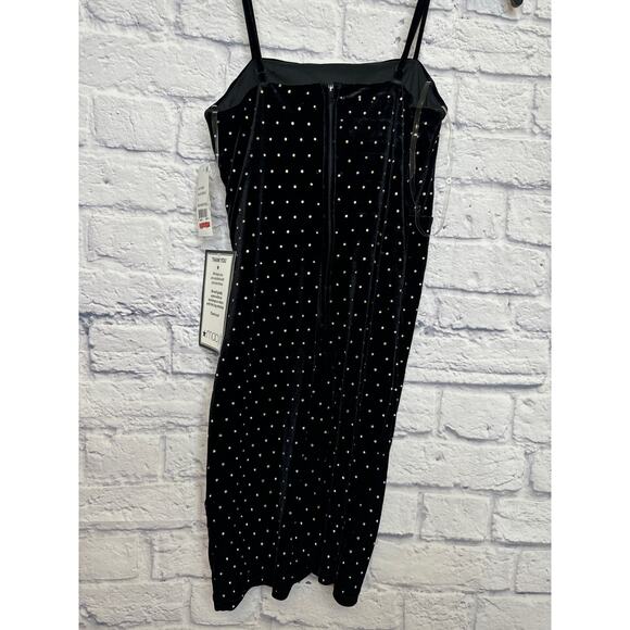Crystal Doll Black Velvet Jewel Studs Formal Mini Bodycon Dress SZ 3 NEW w/Tags - Picture 3 of 3